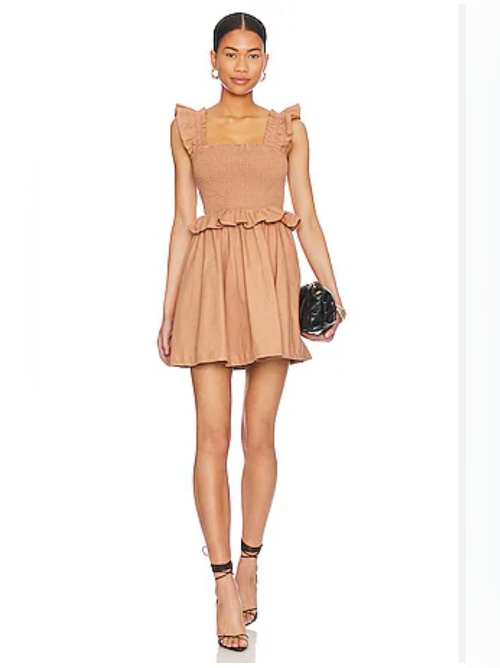 Tularosa Hillary Mini Dress Copper Smocked Ruffle Strap Mini Small